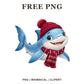 Whimsical Winter Scarf Shark Clipart PNG