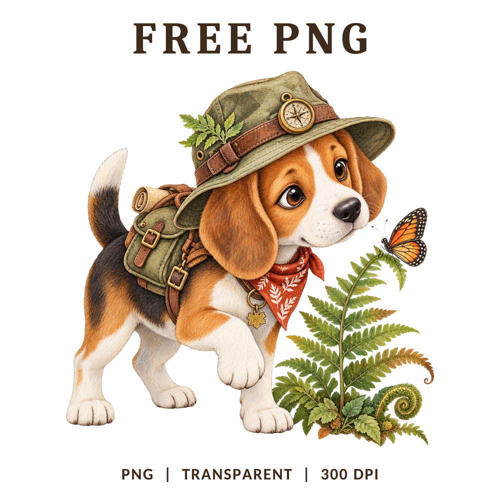 Beagle Explorer Safari Hat Backpack Fern PNG-8SVG