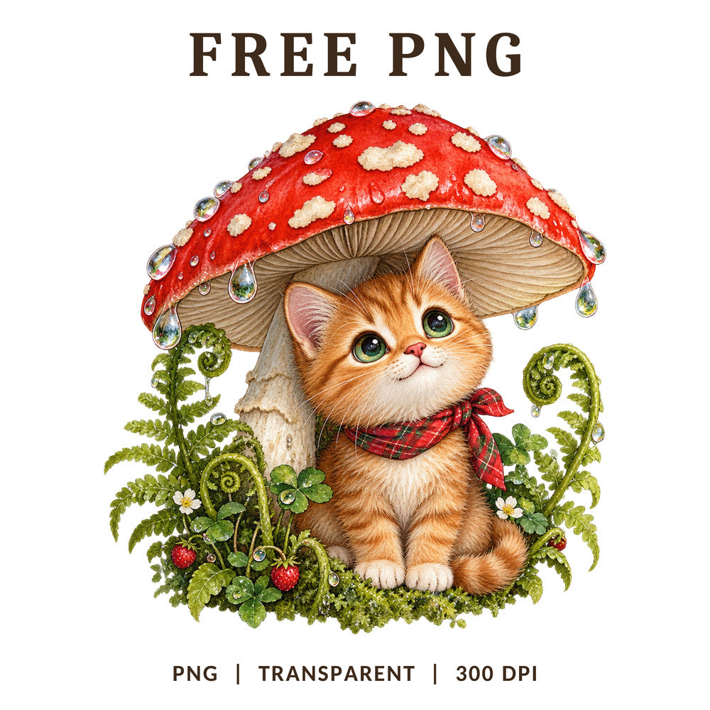 Ginger Kitten Red Mushroom Toadstool Forest PNG-8SVG