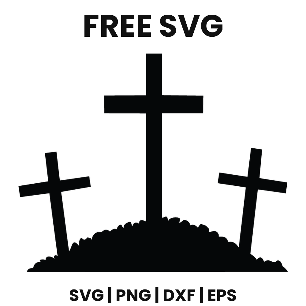 Triple Cross SVG Free – Graveyard Crosses Silhouette Cut File