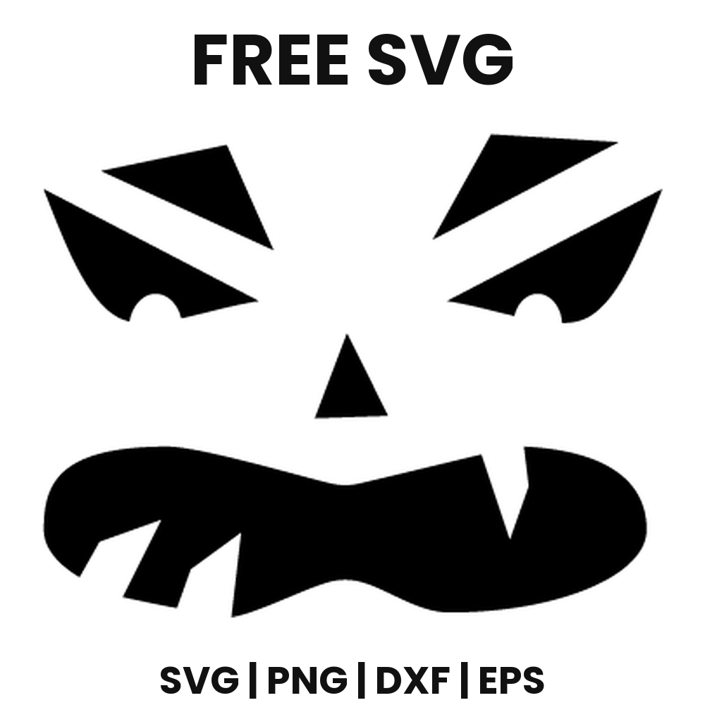 Angry Fang Pumpkin Face SVG Free – Fanged Jack O Lantern Cut File-8SVG