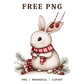 Whimsical Christmas Bunny Striped Scarf Clipart PNG