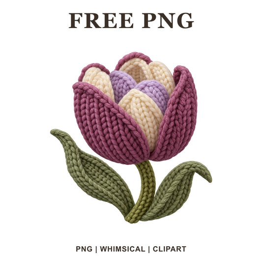 Whimsical Crochet Tulip Clipart PNG
