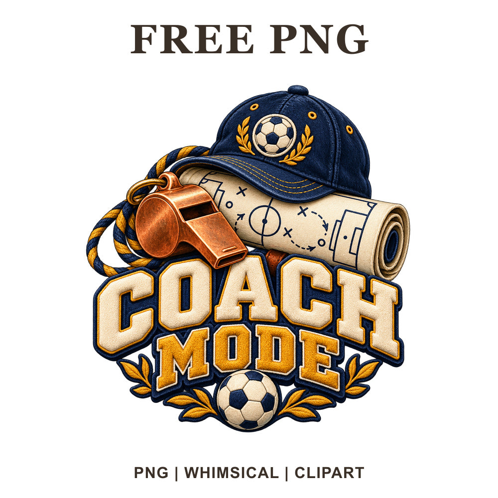 Whimsical Coach Mode Soccer Clipart PNG
