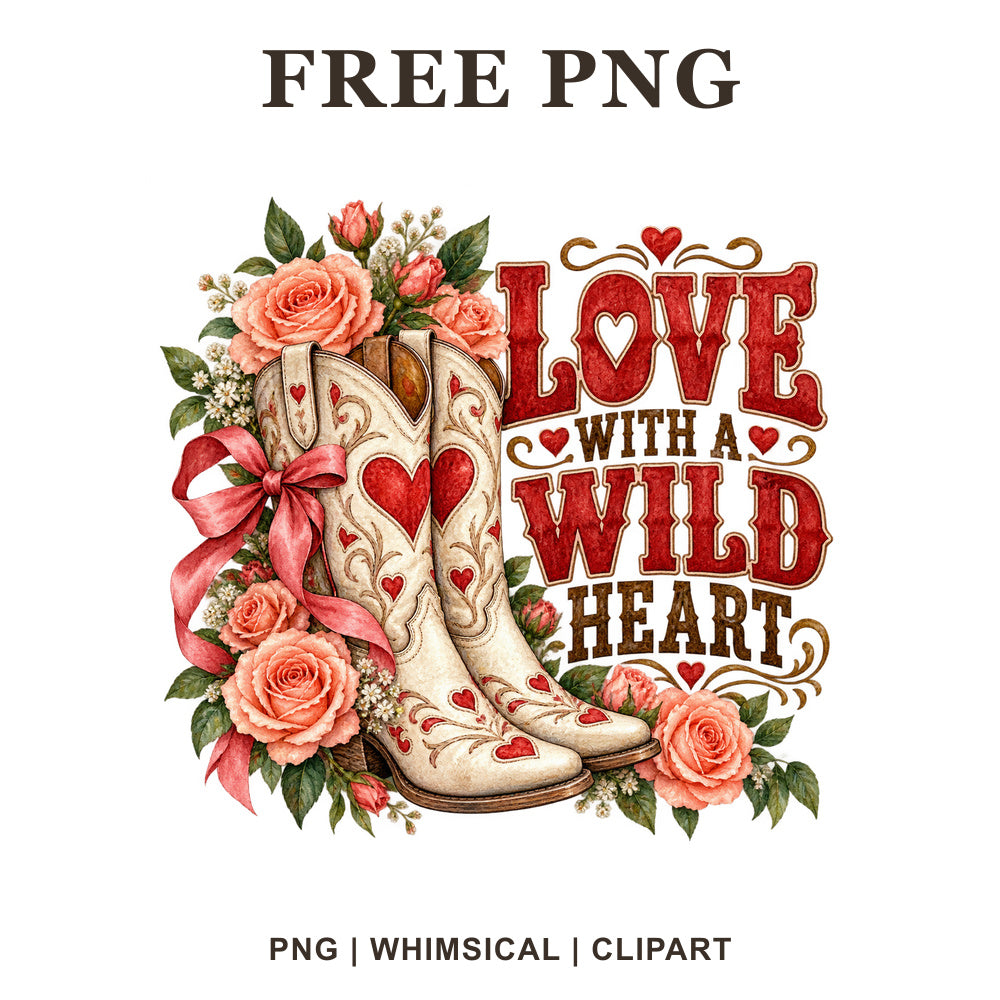 Whimsical Cowboy Love Valentine Clipart PNG
