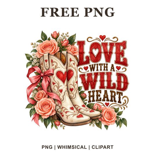 Whimsical Cowboy Love Valentine Clipart PNG