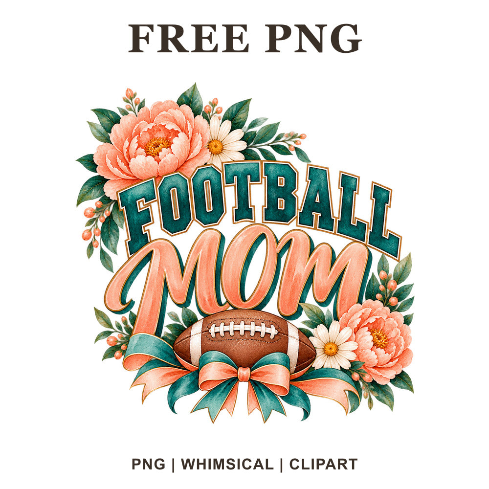 Whimsical Football Mom Football Clipart PNG