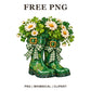 Whimsical Green Boots St Patricks Day Clipart PNG