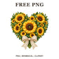 Whimsical Heart Bouquet Sunflower Clipart PNG