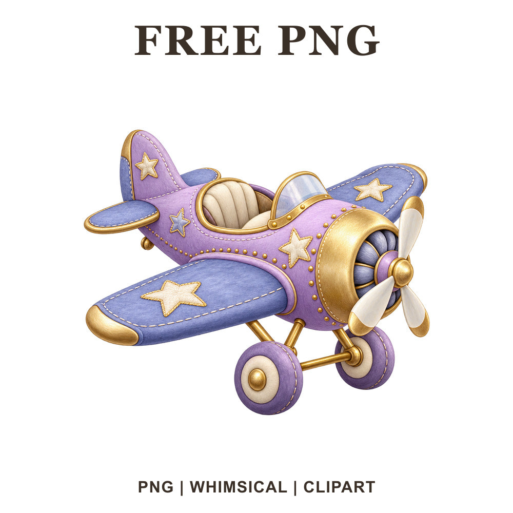 Whimsical Lavender Dream Airplane Clipart PNG