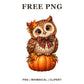 Whimsical Pumpkin Perch Owl Clipart PNG