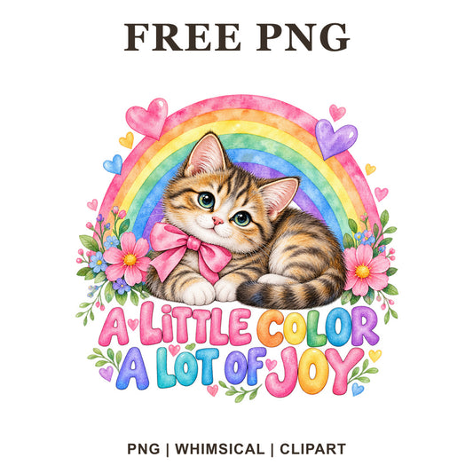 Whimsical Rainbow Cat Rainbow Clipart PNG