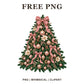 Whimsical Rose Gold Bows Christmas Tree Clipart PNG