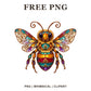 Whimsical Stained Glass Bee Clipart PNG