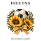 Whimsical Sunflower Bow Soccer Ball Clipart PNG