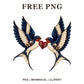 Whimsical Swallow Heart Bird Clipart PNG