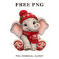 Whimsical Winter Mittens Elephant Clipart PNG-8SVG