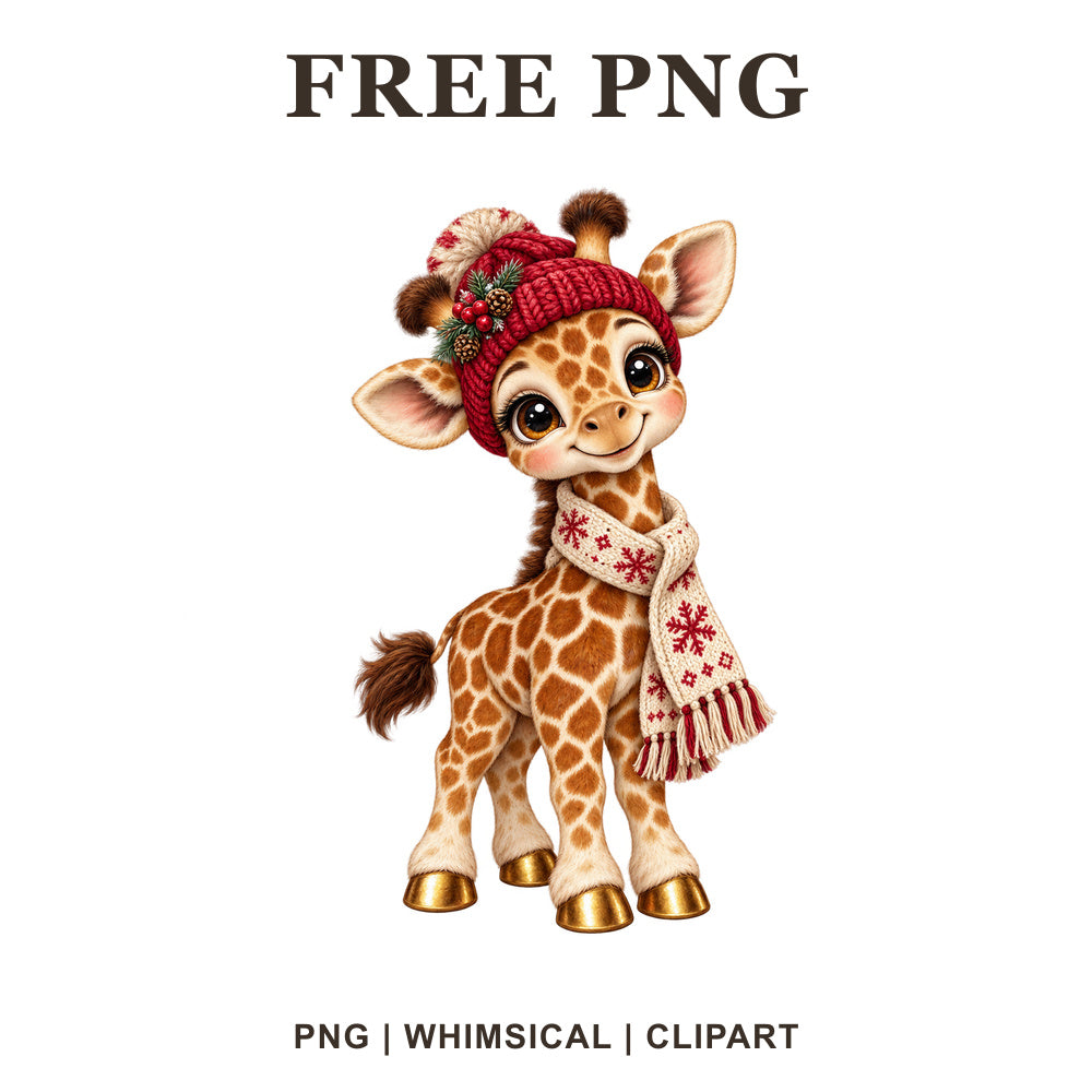 Whimsical Winter Snowflake Giraffe Clipart PNG-8SVG