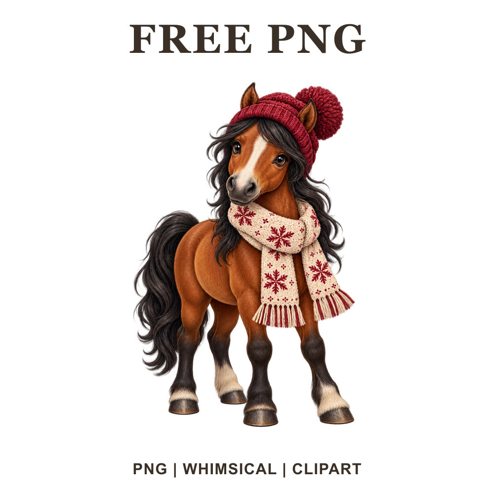 Whimsical Winter Snowflake Horse Clipart PNG