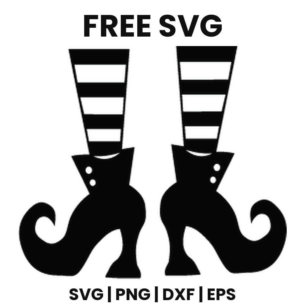 Witch Boots SVG Free – Striped Stockings Cut File