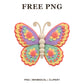 Whimsical Crochet Rainbow Butterfly Clipart PNG