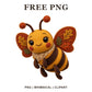 Whimsical Autumn Felt Bee Clipart PNG