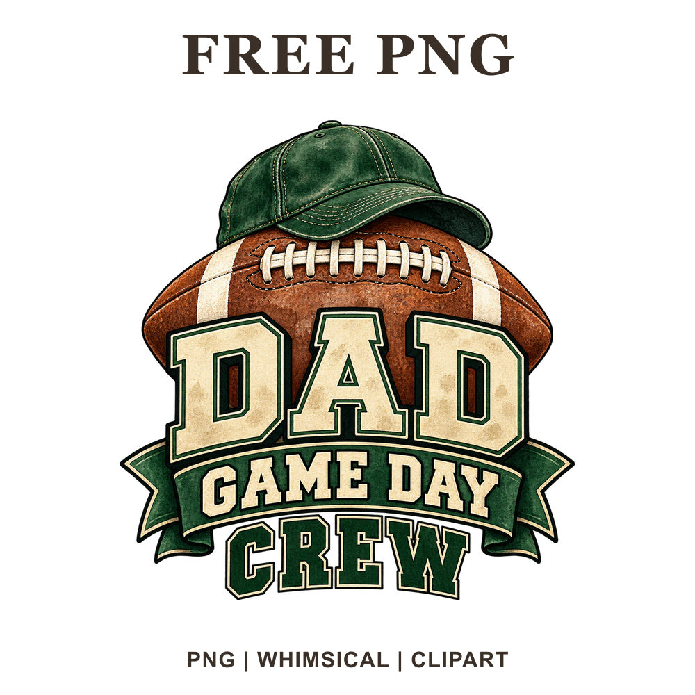 Whimsical Football Dad Football Clipart PNG