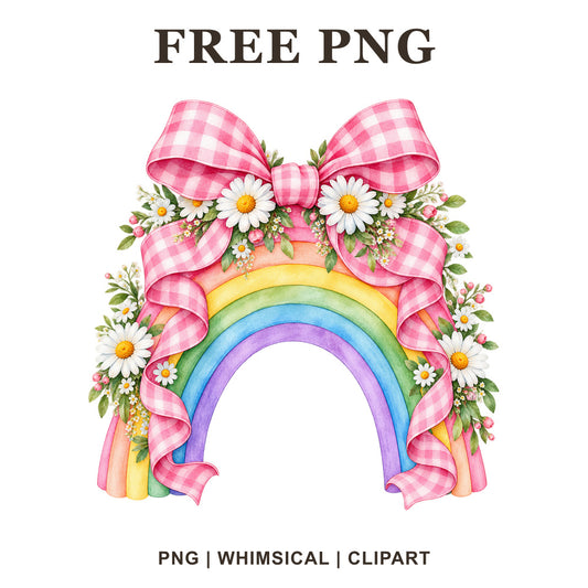 Whimsical Rainbow Bow Rainbow Clipart PNG