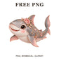Whimsical Rose Gold Shark Clipart PNG