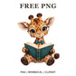 Whimsical Storybook Reader Giraffe Clipart PNG-8SVG