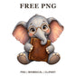 Whimsical Storybook Spectacles Elephant Clipart PNG-8SVG