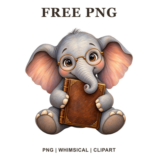 Whimsical Storybook Spectacles Elephant Clipart PNG-8SVG