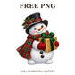 Whimsical Tartan Gift Snowman Clipart PNG
