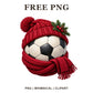 Whimsical Winter Scarf Soccer Ball Clipart PNG