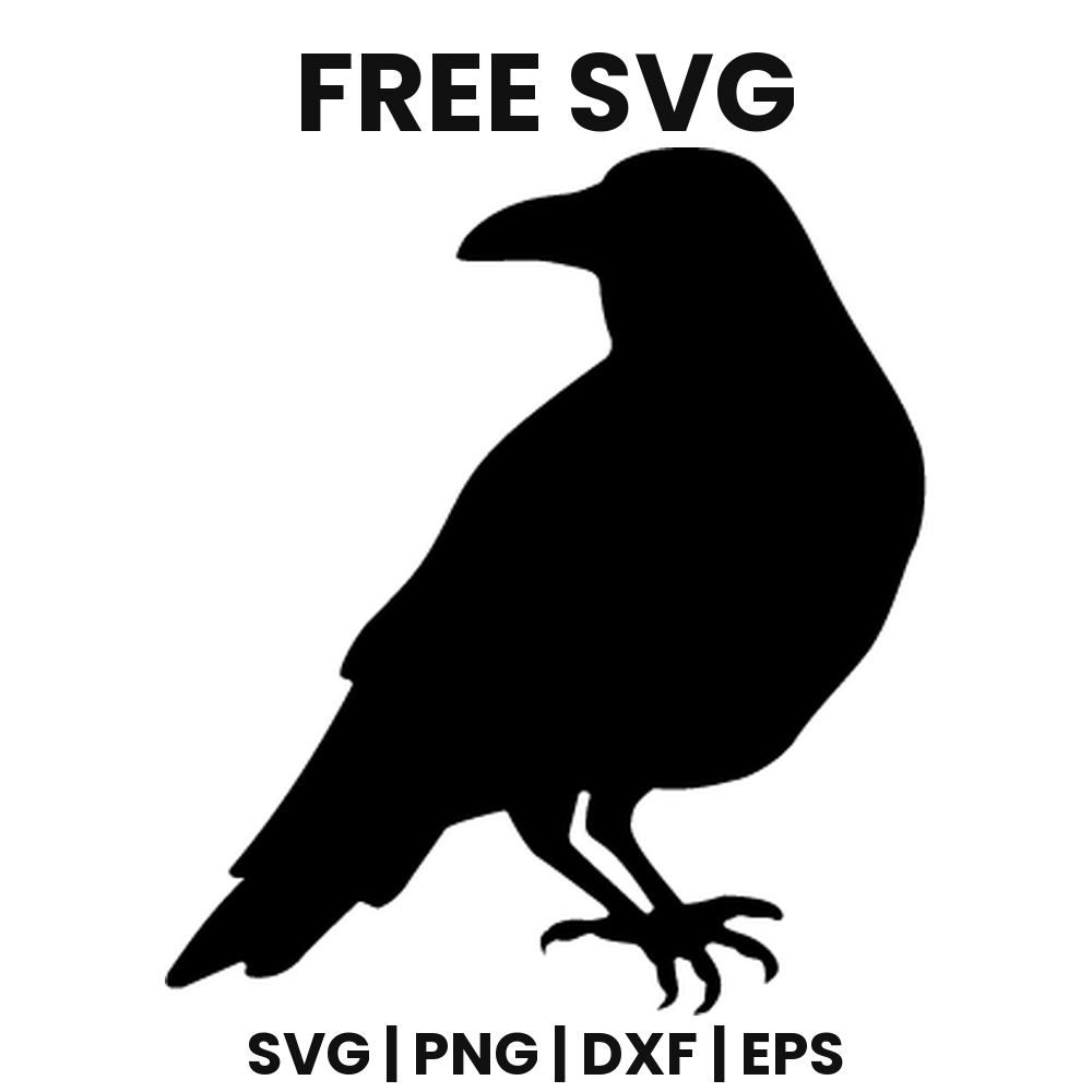 Bold Crow SVG Free – Thick Body Blackbird Silhouette Cut File