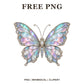 Whimsical Iridescent Opal Butterfly Clipart PNG