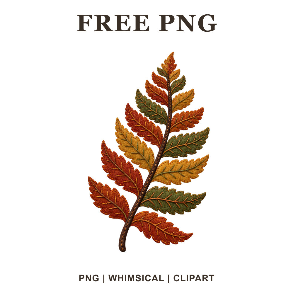 Whimsical Autumn Fern Fall Leaf Clipart PNG