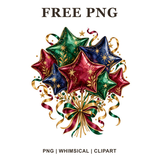 Whimsical Balloon Bouquet New Year Clipart PNG