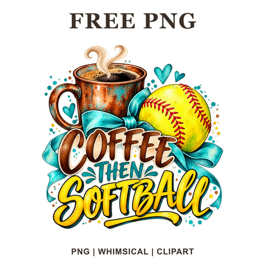Whimsical Coffee Game Softball Clipart PNG