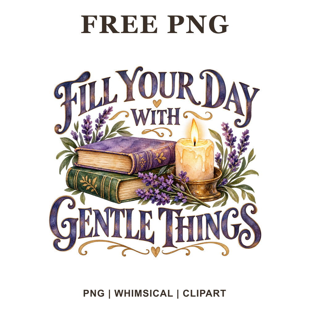 Whimsical Fill Your Day With Gentle Things Self Care Clipart PNG