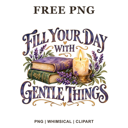 Whimsical Fill Your Day With Gentle Things Self Care Clipart PNG