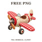Whimsical Gingham Cottage Airplane Clipart PNG