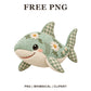 Whimsical Mint Gingham Shark Clipart PNG