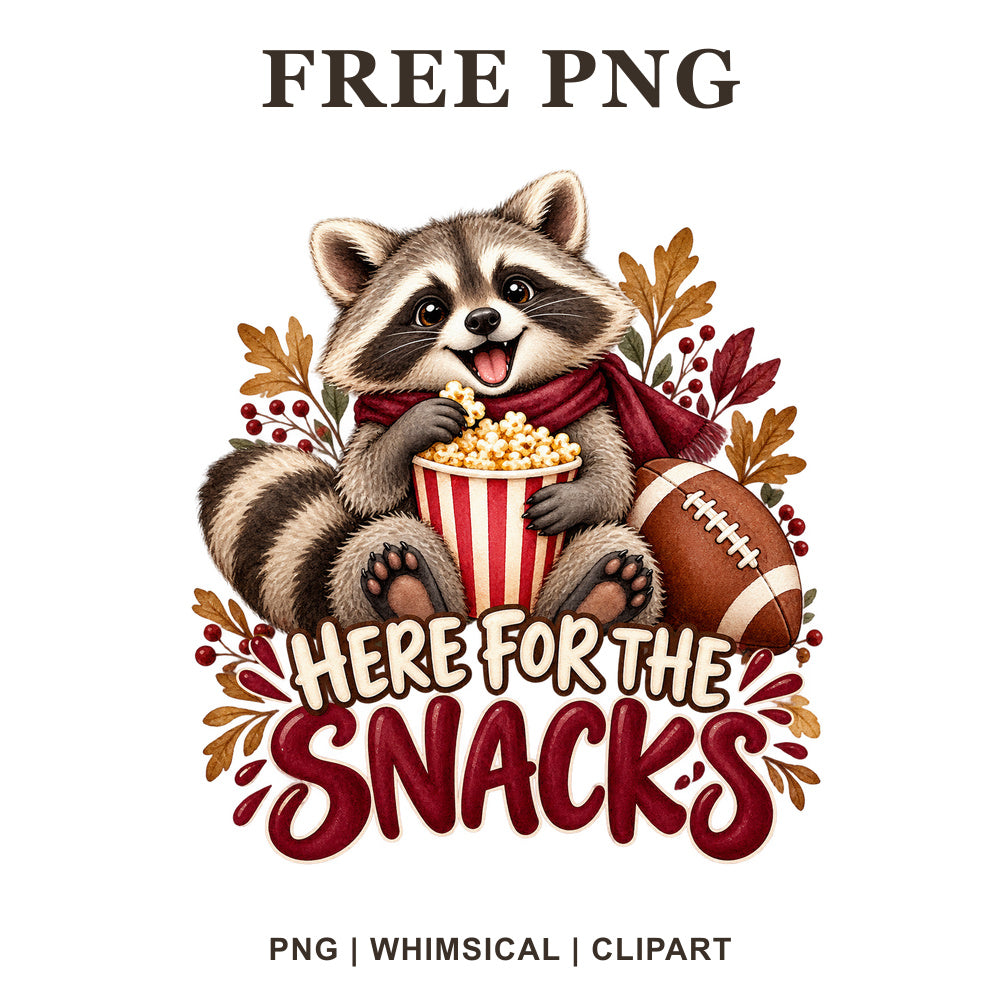 Whimsical Raccoon Snack Fan Football Clipart PNG