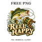 Whimsical Reel Happy Fish Clipart PNG