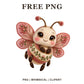 Whimsical Rose Garden Bee Clipart PNG