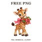 Whimsical Strawberry Picnic Giraffe Clipart PNG-8SVG
