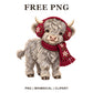 Whimsical Winter Highland Cow Clipart PNG