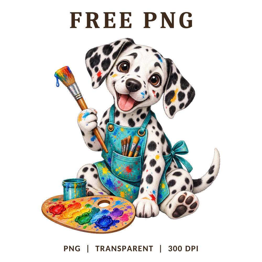 Dalmatian Artist Paint Palette Apron PNG-8SVG