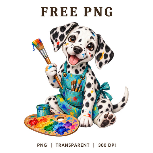Dalmatian Artist Paint Palette Apron PNG-8SVG